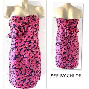 See By Chloe Dresses - SEE BY CHLOE SILK NAVY PINK STRAPLESS DRESS 8 See By Chloe Dresses - SEE BY CHLOE SILK NAVY PINK STRAPLESS DRESS 8